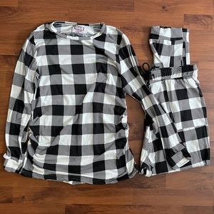 Maternity plaid pajama lounge top and pant set